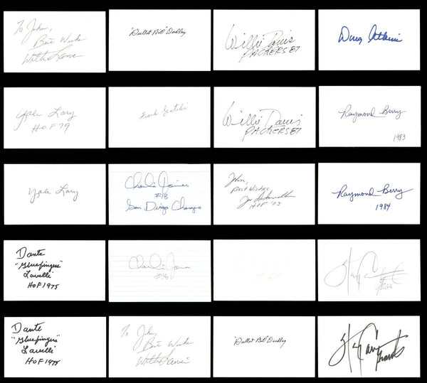Autographed Assorted NFL Hall of Fame 3x5 Index Cards (51 Count Lot) SKU #243682