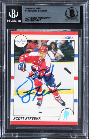 Capitals Scott Stevens Authentic Signed 1990 Score #188 Card BAS Slabbed
