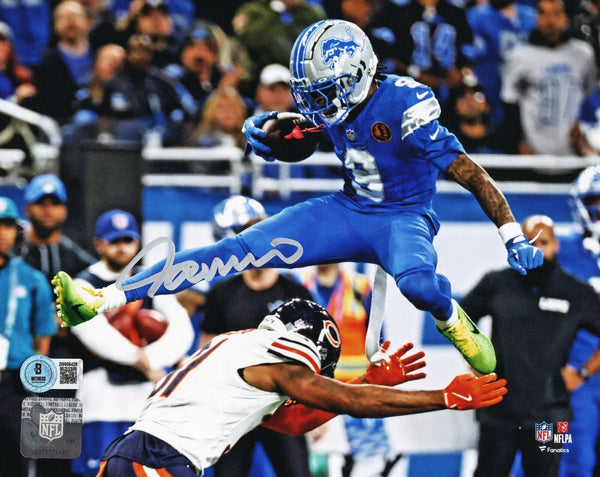 Jameson Williams Autographed Detroit Lions 2024 Blue Hurdle 8x10 Photo Beckett