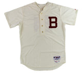 Evan Gattis Signed Game Issue Atlanta Braves Cream Jersey - Game Issued Insc