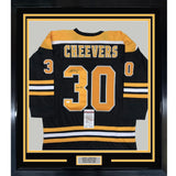 FRAMED Signed GERRY CHEEVERS HOF 35x39 Boston Black Jersey JSA COA