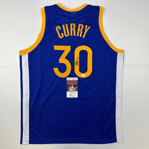 Autographed/Signed Stephen Steph Curry Golden State Blue Jersey JSA COA
