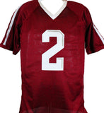 Johnny Manziel Autographed Maroon College Style STAT Jersey w/2 insc.-BAW Holo