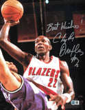 Clyde Drexler Autographed 11x14 Photo Trail Blazers Best Wishes Beckett SB30686