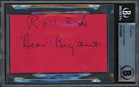Paul Bear Bryant Autographed Cut Signature Alabama "Roll Tide" Beckett #16545867