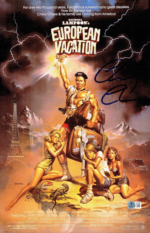 CHEVY CHASE AUTOGRAPHED 11X17 MOVIE POSTER EUROPEAN VACATION BECKETT 234642