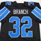 Autographed/Signed Brian Branch Detroit Black Football Jersey Beckett BAS COA
