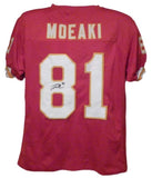 Tony Moeaki Autographed/Signed Pro Style Red XL Jersey 12437