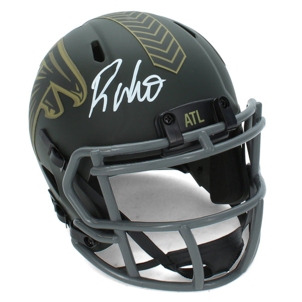 Roddy White Autographed Falcons 2025 Salute to Service Speed Mini Helmet Radtke