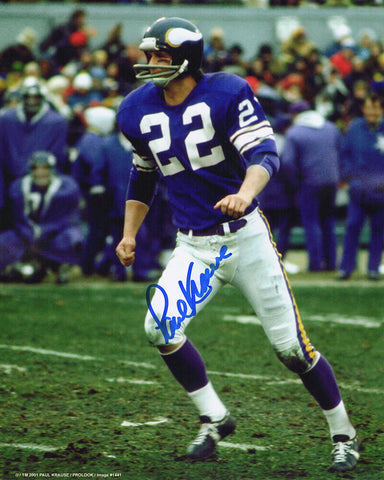 Paul Krause Signed Minnesota Vikings Purple Jersey Action 8x10 Photo - (SS COA)