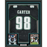Framed Autographed/Signed Jalen Carter 35x39 Black Jersey Beckett BAS COA