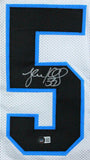 Luke Kuechly Autographed White Pro Style Stat Jersey- Beckett W Hologram *Silver