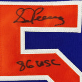 Framed Autographed/Signed Sid Fernandez 35x39 86 WSC NY Blue Jersey JSA COA
