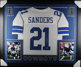 Deion Sanders Signed Pro Style Framed White XL Jersey Beckett 40144