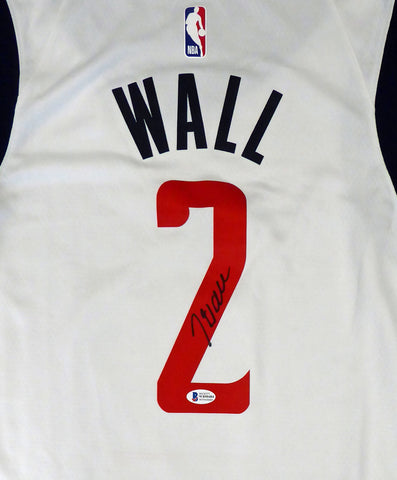 WIZARDS JOHN WALL AUTOGRAPHED WHITE NIKE SWINGMAN JERSEY DC XL BECKETT 182247