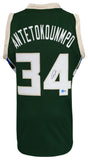 Giannis Antetokounmpo (BUCKS) Signed Green Custom Basketball Jersey -BECKETT COA