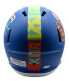 Landon Dickerson Signed Full Size Blue SB LIX Logo Replica Helmet Eagles JSA 878