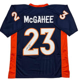 Autographed/Signed Willis McGahee Denver Blue Football Jersey JSA COA