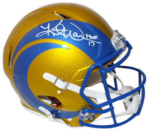 Kurt Warner Signed Los Angeles Rams Authentic Flash Helmet HOF Beckett 40388