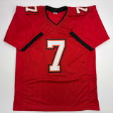 Autographed/Signed Bucky Irving Tampa Bay Red Football Jersey Beckett BAS COA
