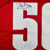Autographed/Signed Zack Baun Wisconsin Red College Football Jersey JSA COA