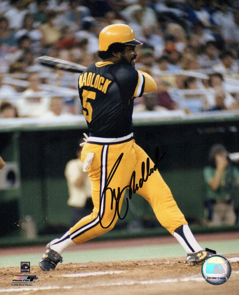 Bill Madlock Signed Pirates Black Jersey Batting 8x10 Photo - (SCHWARTZ COA)