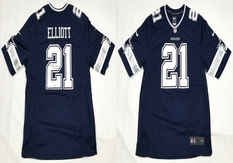 Ezekiel Elliott Autographed Dallas Cowboys Nike Blue Jersey Beckett Witnessed