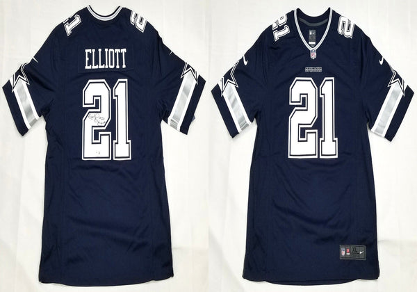 Ezekiel Elliott Autographed Dallas Cowboys Nike Blue Jersey Beckett Witnessed