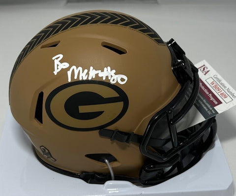 Packers Receiver BO MELTON Signed Riddell 2023 SALUTE Speed Mini Helmet AUTO JSA