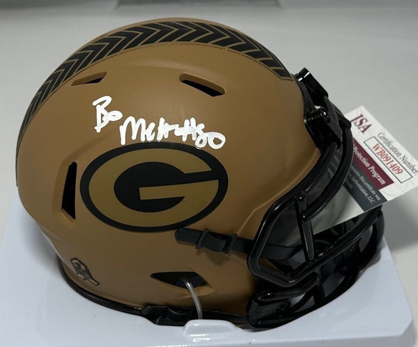 Packers Receiver BO MELTON Signed Riddell 2023 SALUTE Speed Mini Helmet AUTO JSA