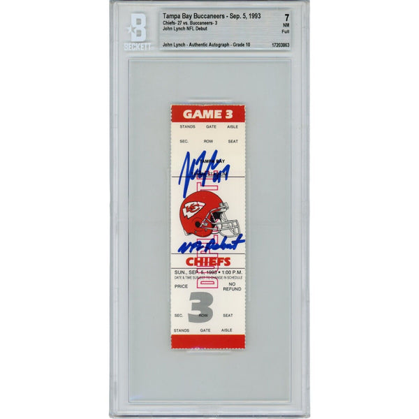 John Lynch Autographed Tampa Bay Buccaneers NFL Debut Ticket Stub Beckett 42714