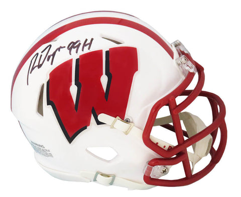 Ron Dayne Signed Wisconsin Riddell Speed Mini Helmet w/99H - SCHWARTZ COA