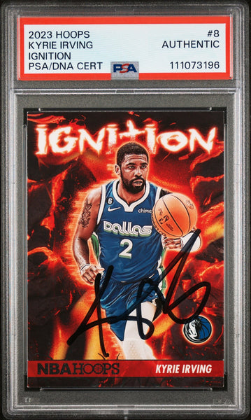 Mavericks Kyrie Irving Authentic Signed 2023 Hoops Ignition #8 Card PSA Slabbed