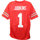 Quinshon Judkins Autographed College Style XL Red Jersey Beckett Witness 50079