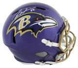 Ravens Ray Lewis Signed Flash Full Size Speed Rep Helmet W/ Case BAS Witnessed