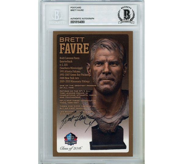Brett Favre Signed Hall of Fame Class of 2016 Encapsulated Post Card