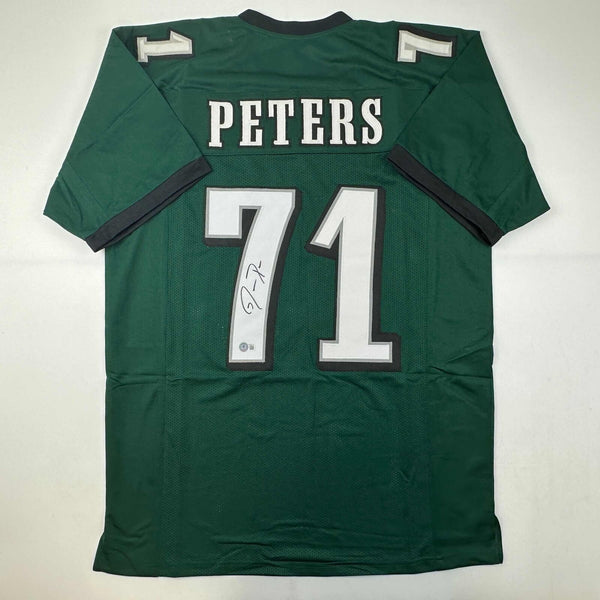 Autographed/Signed JASON PETERS Philadelphia Green Football Jersey JSA COA Auto