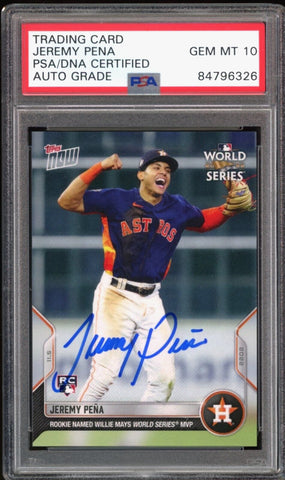 2022 Topps Now #1161 Jeremy Pena RC Rookie On Card PSA/DNA Auto GEM MINT 10