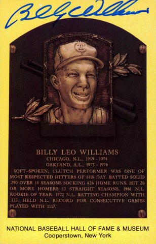 Cubs Billy Williams Authentic Signed 3.5x5.5 HOF Plaque Postcard JSA #T12756