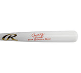 Cal Ripken Jr. Signed Orioles Rawlings White Chrome MLB Bat with 2 Inscriptions