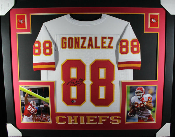 Tony Gonzalez Autographed Pro Style Framed White XL Jersey Beckett 36202