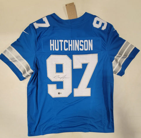 AIDAN HUTCHINSON SIGNED DETROIT LIONS NIKE XL LIMITED FUSE JERSEY BECKETT COA