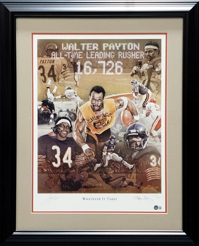 Walter Payton Autographed Framed Lithograph Photo Bears Beckett AB08919