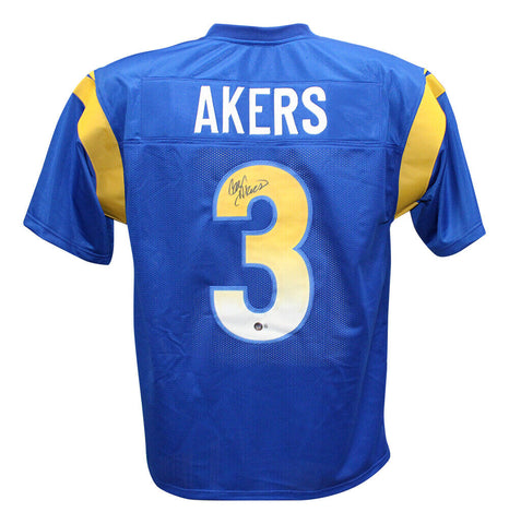 Cam Akers Autographed/Signed Blue Pro Style Jersey Beckett 40317