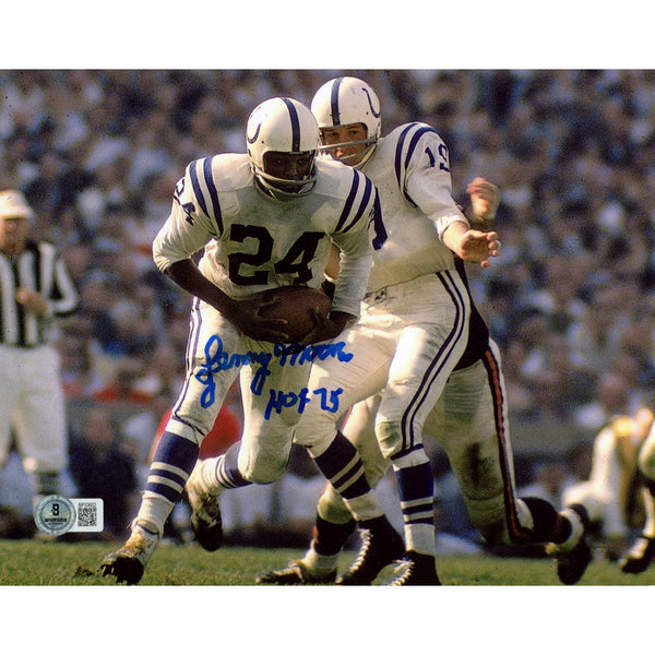Lenny Moore Autographed/Signed Baltimore Colts 8x10 Photo Beckett 53553