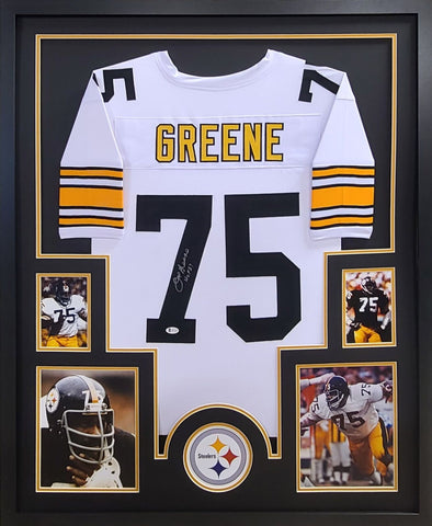 Joe Greene Autographed Signed Framed White Pittsburgh Steelers Jersey JSA