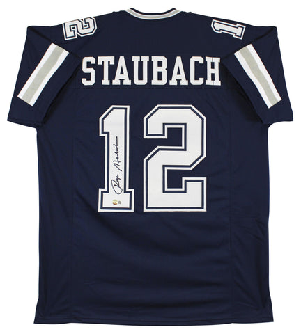 Roger Staubach Authentic Signed Navy Blue Pro Style Jersey BAS Witnessed