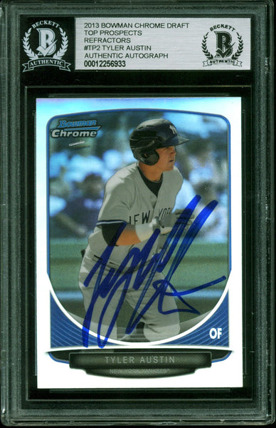 Yankees Tyler Austin Signed 2013 Bowman Chrome DPR #TP2 Rookie Card BAS Slabbed