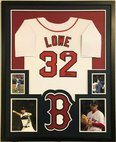 FRAMED BOSTON RED SOX DEREK LOWE AUTOGRAPHED SIGNED JERSEY BECKETT COA