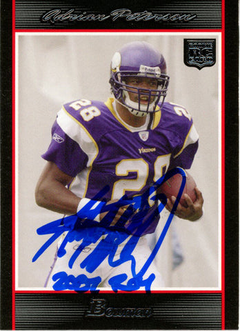 Adrian Peterson Autographed 2007 Bowman #126 Trading Card ROY Beckett 38576
